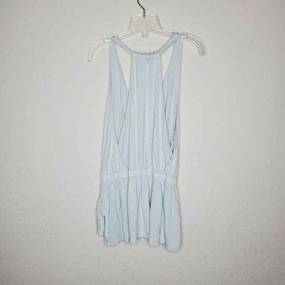 WE THE FREE women's heat wave peplum plunge neck pleated stretch tank top size M - Picture 2 of 7